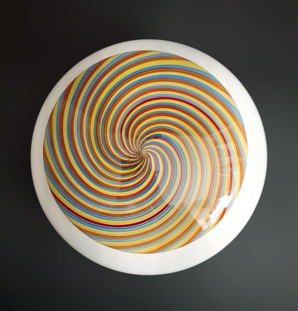 Italian Murano Nocciola Spiral Flush Mount For Sale