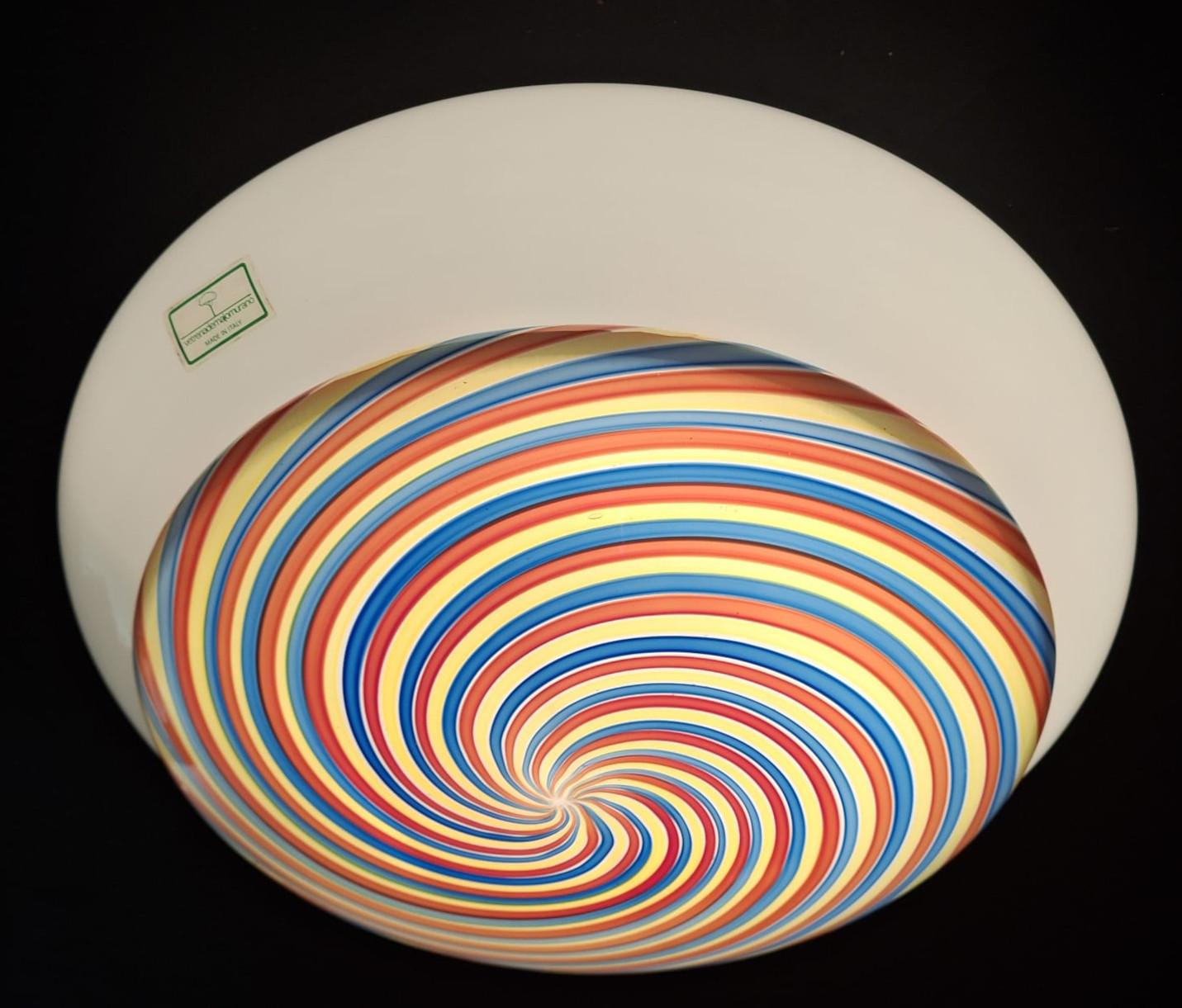 Murano Nocciola Spiral Flush Mount In Good Condition For Sale In Los Angeles, CA