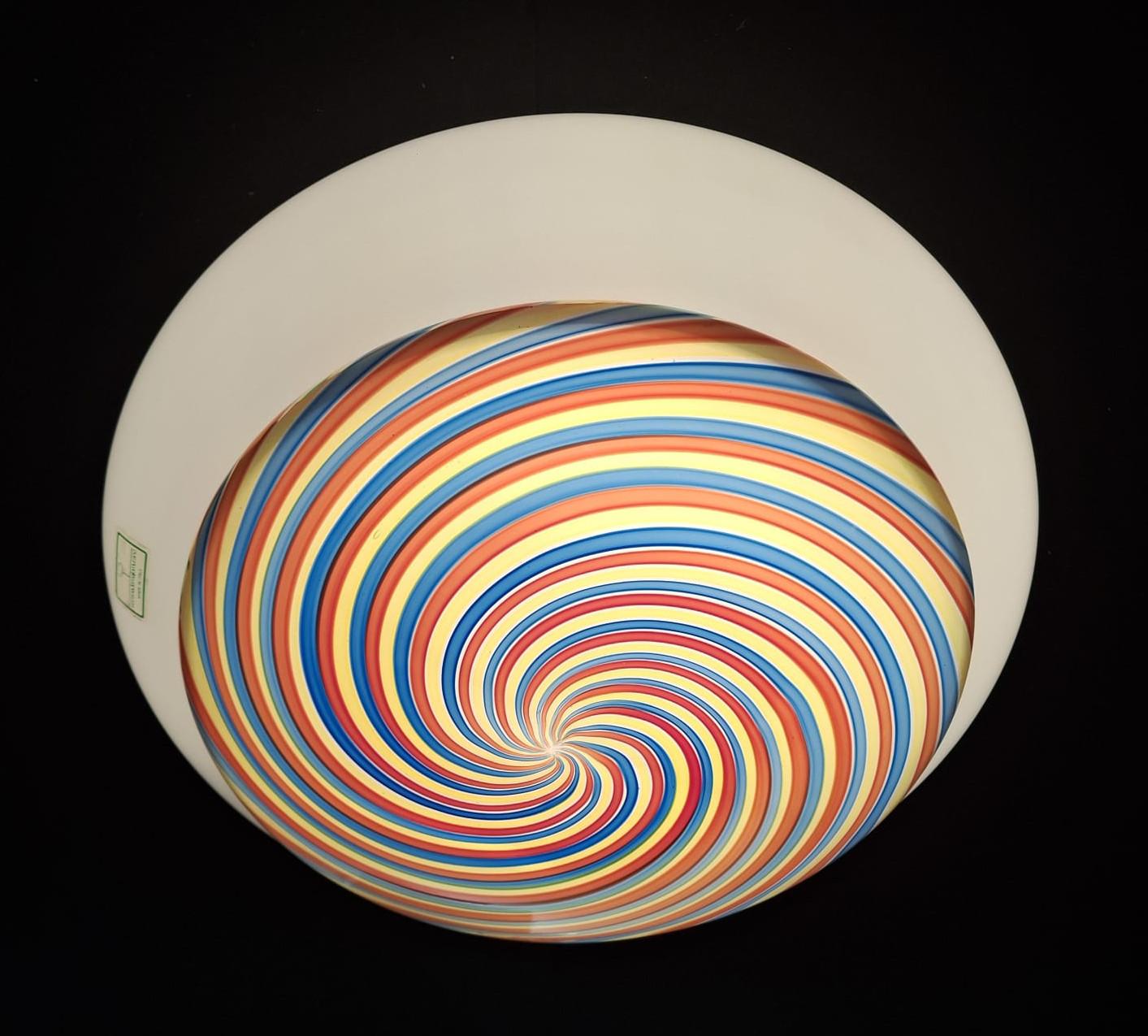 20th Century Murano Nocciola Spiral Flush Mount For Sale