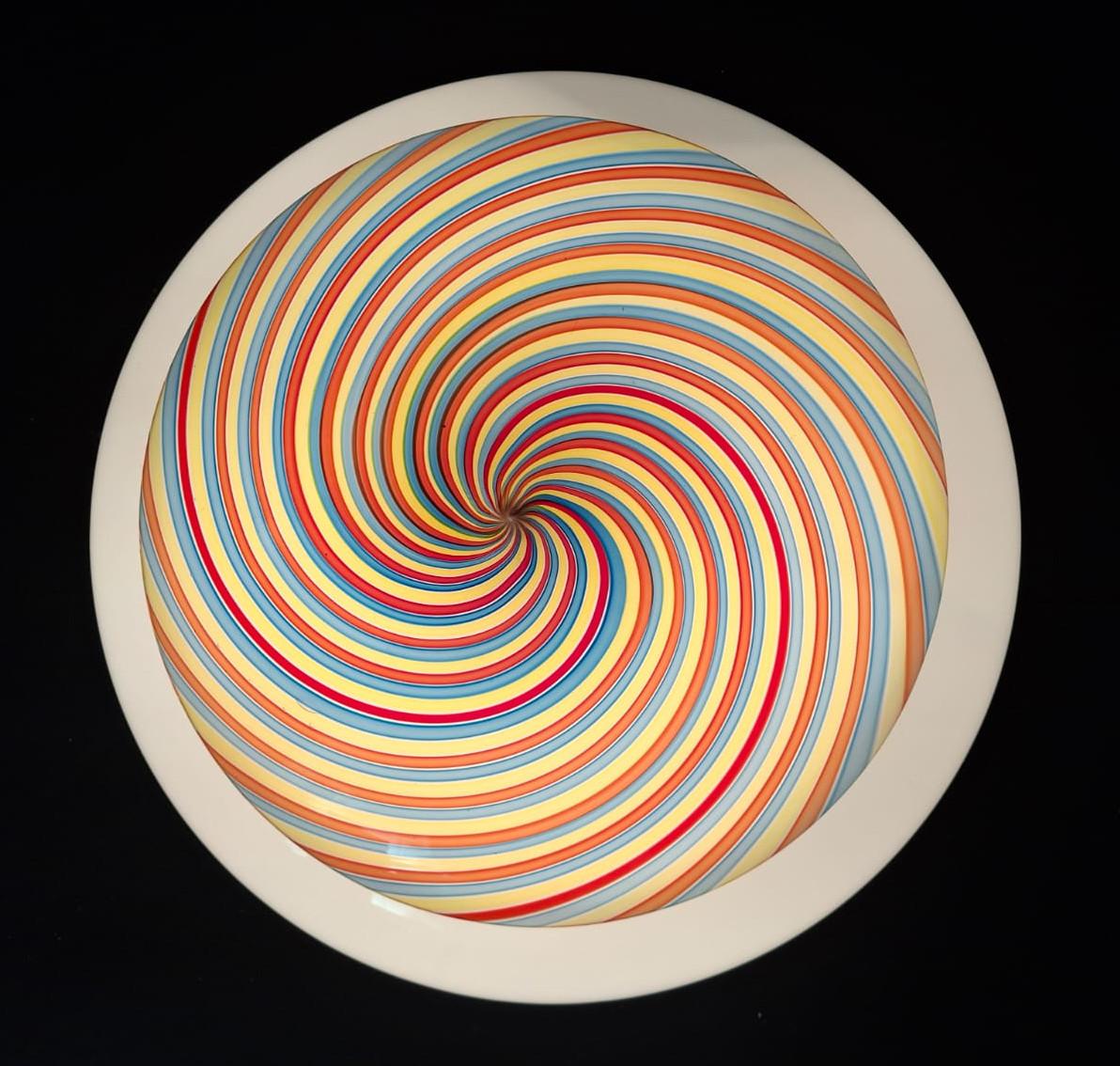 Blown Glass Murano Nocciola Spiral Flush Mount For Sale