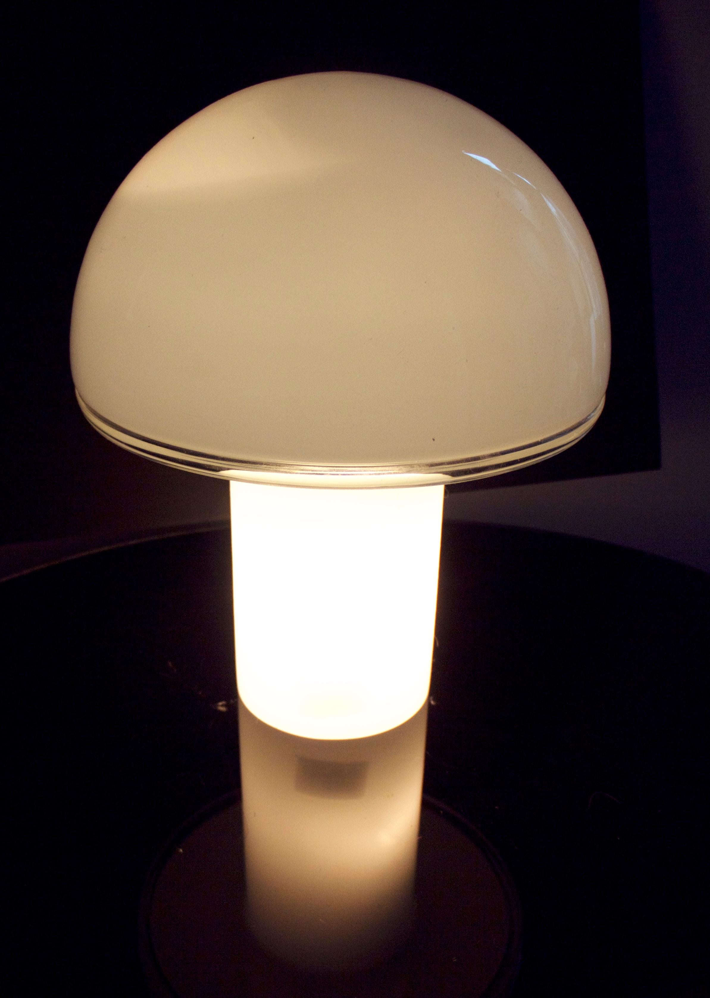 Space Age Murano Onfale Mushroom Opaline Lamp Luciano Vistosi for Artemide, 1978 For Sale