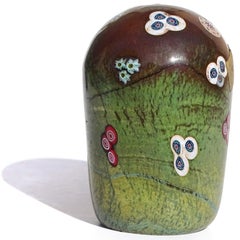 Murano Opal Chalcedony Millefiori Flower Murrines Italian Art Glass Paperweight