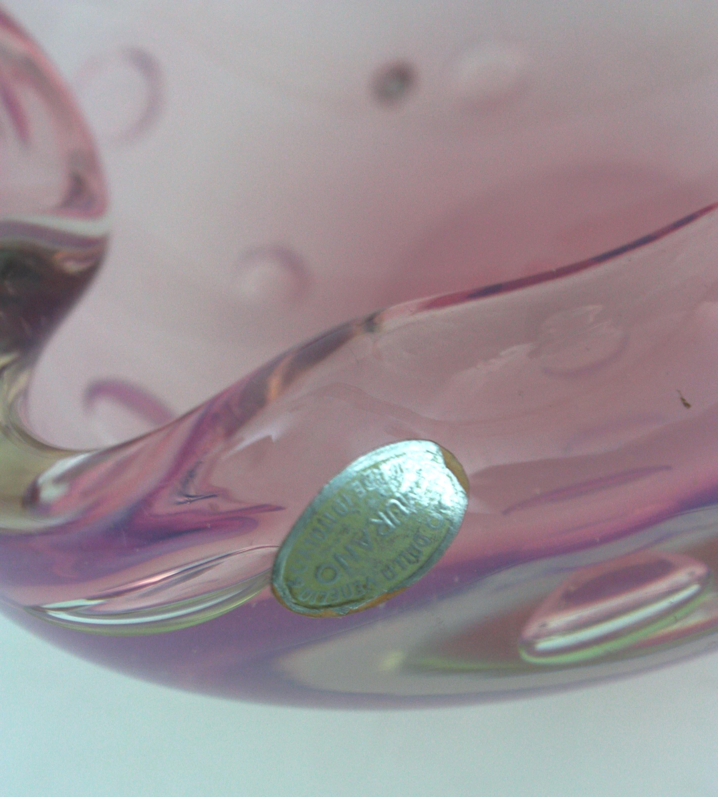 Bol en verre d'art de Murano, opale rose, albâtre, bulles d'air, par Archimede Seguso en vente 7
