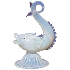Vintage Murano Opalescent Glass Stylized Dolphin