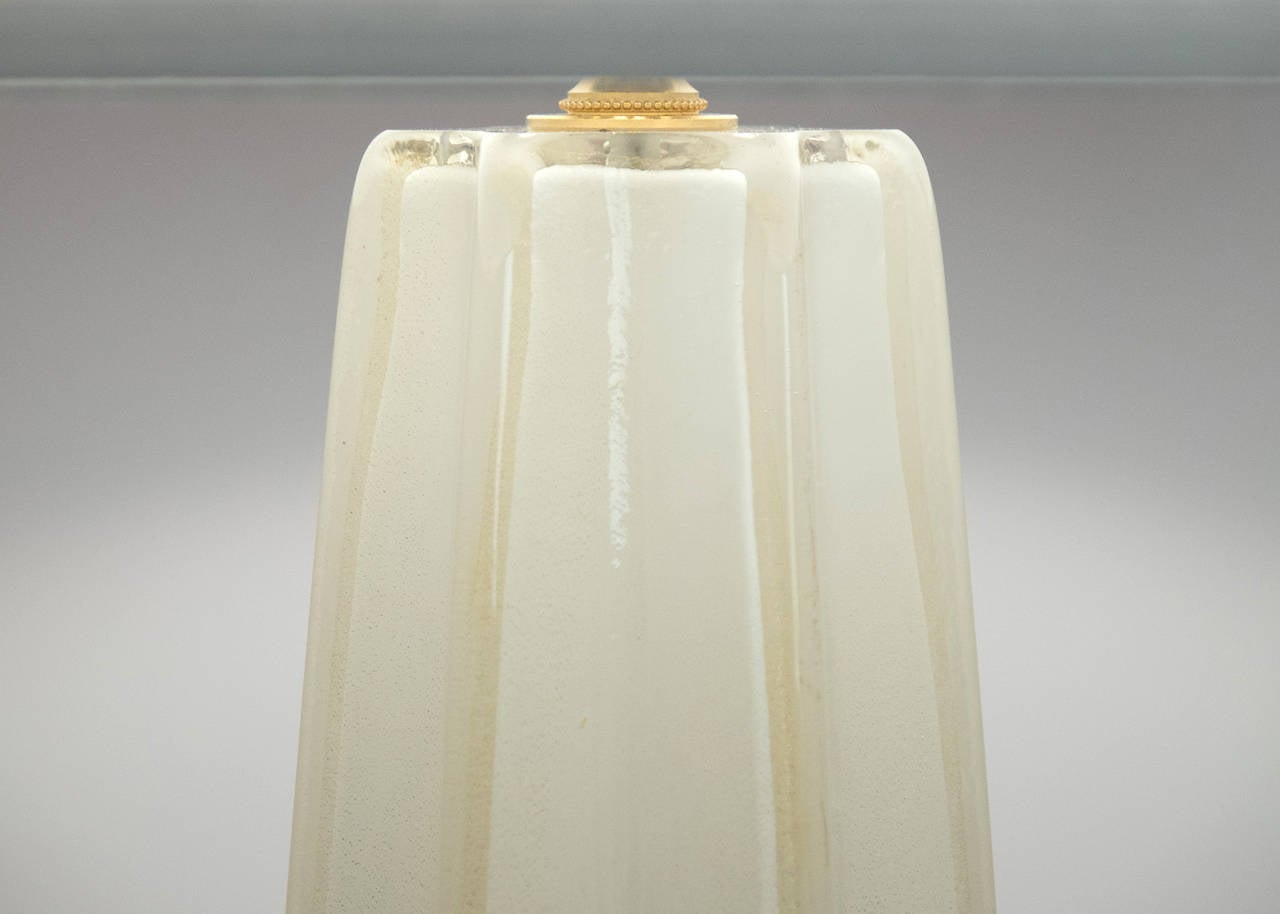 Italian Murano Opalina and Gold Glass Lamps For Sale