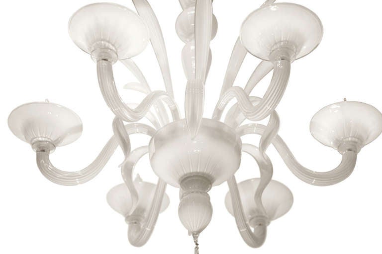 Murano Opaline Glass Chandelier For Sale 1