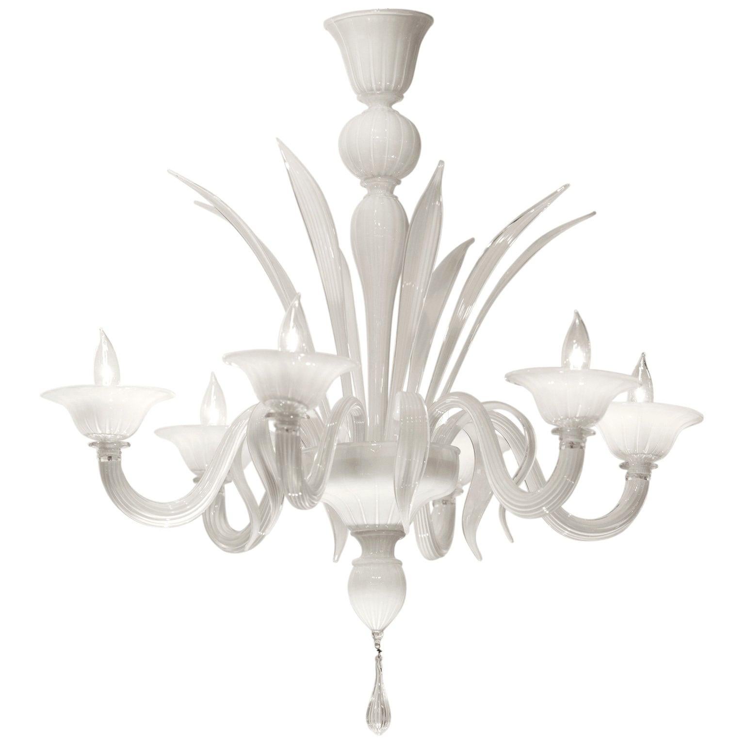 Murano Opaline Glass Chandelier For Sale