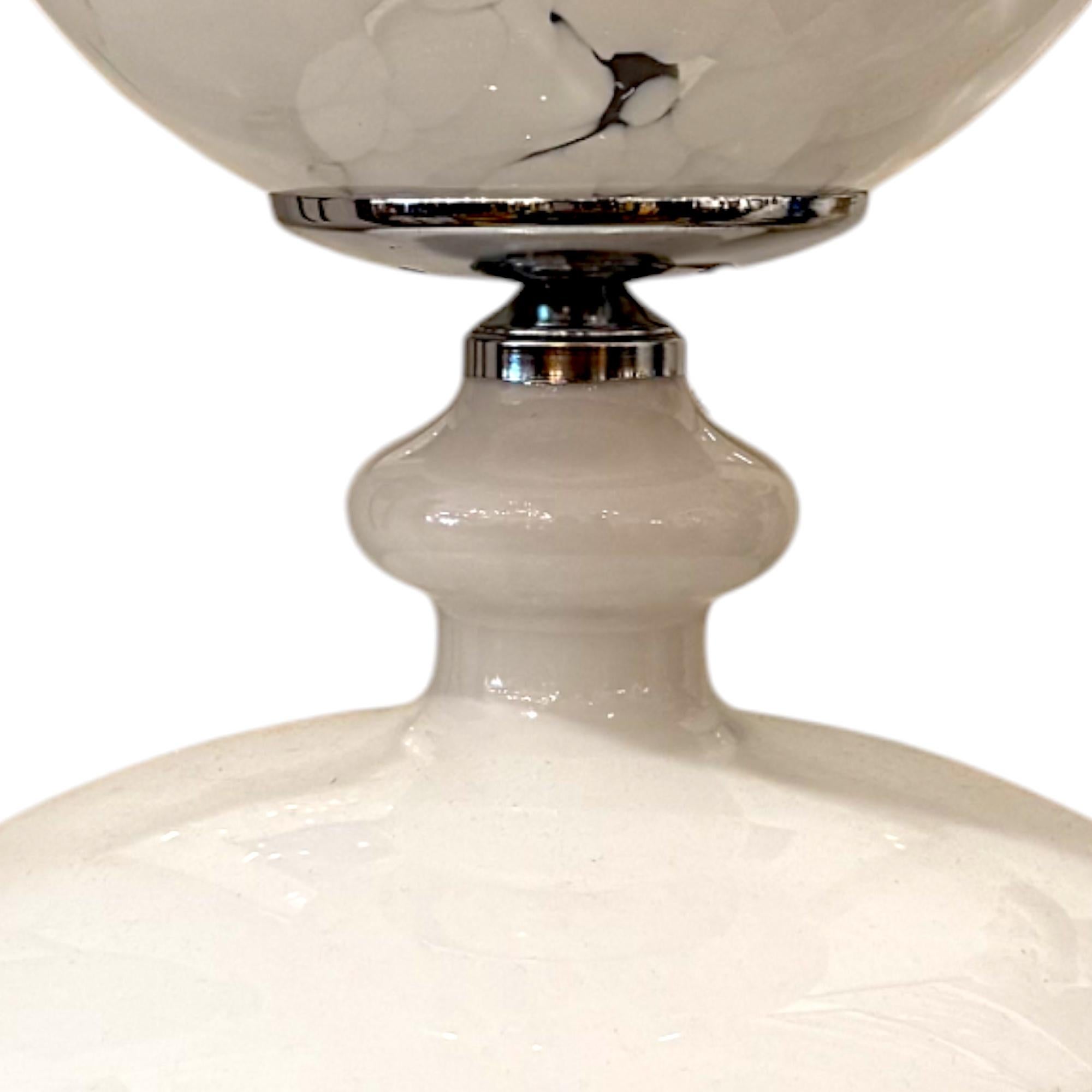 Italian Murano Opaline Glass Table Lamp Attributed to Carlo Nason, 20 Century For Sale