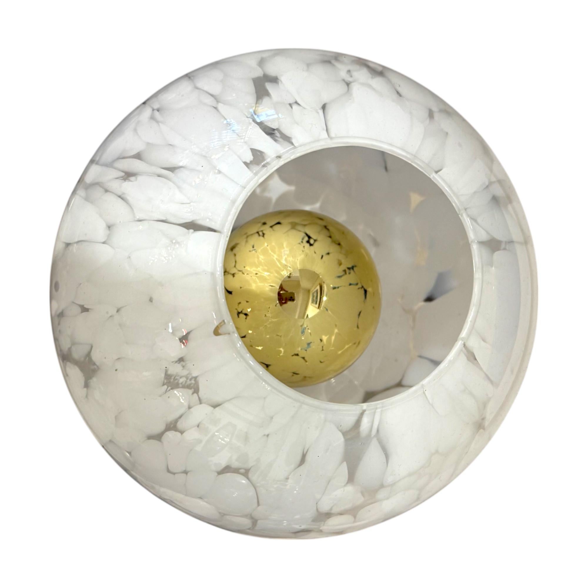 Hand-Crafted Murano Opaline Glass Table Lamp Attributed to Carlo Nason, 20 Century For Sale