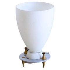 Lampada da tavolo in vetro opalino di Murano di Umberto Riva per Fontana Arte