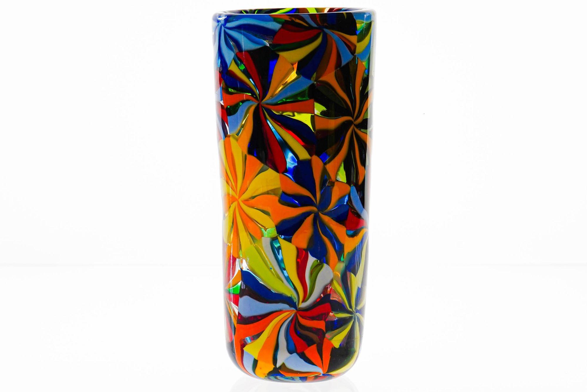 Italian Murano Opaque Glass Vase Stellato in the style Pollio Perelda for Fratelli Toso For Sale