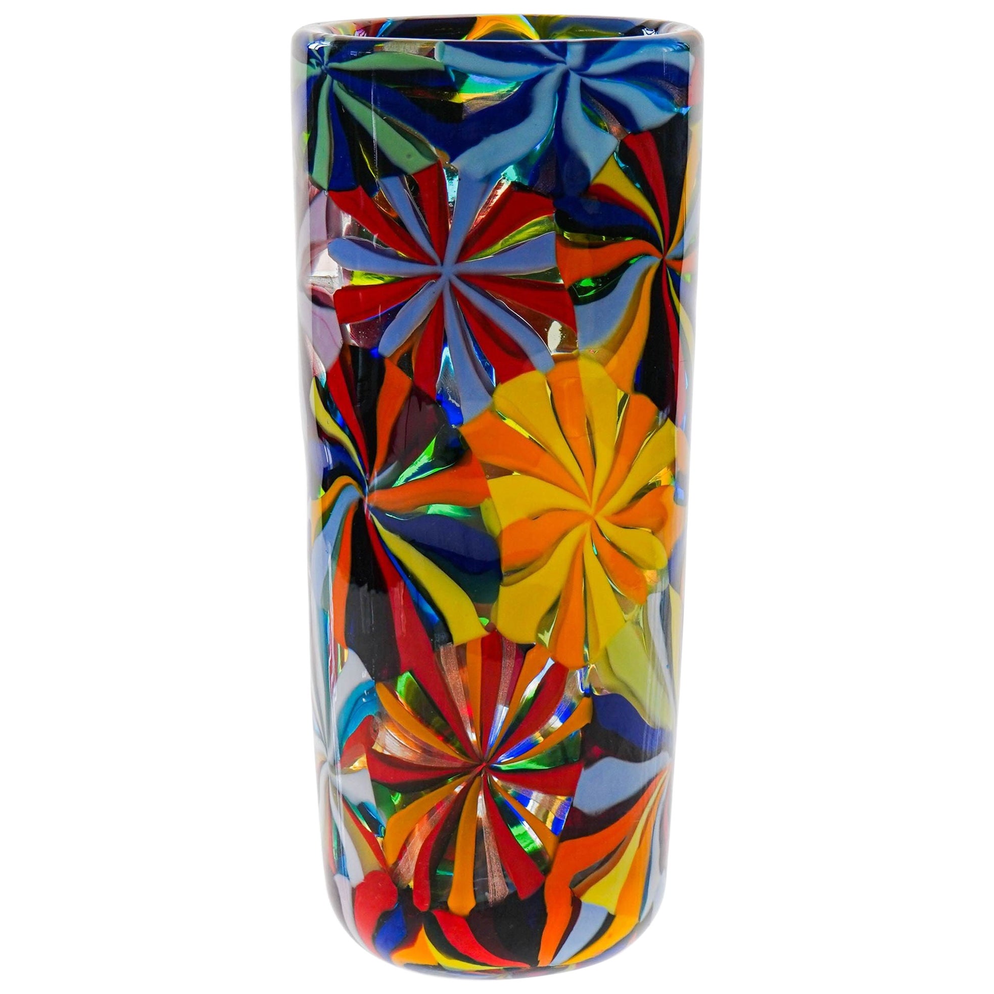 Murano Opaque Glass Vase Stellato in the style Pollio Perelda for Fratelli Toso
