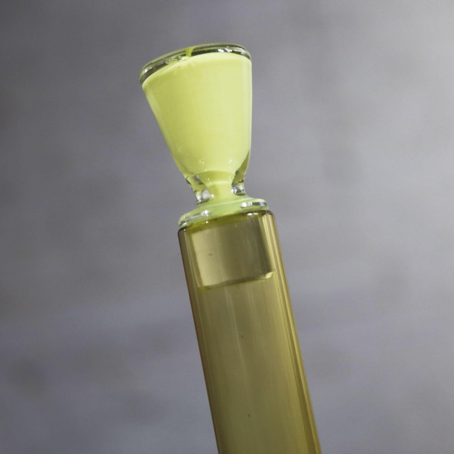 Murano Opaque Yellow & Clear Amber Incalmo Bottle Attributed to Geo Ponti Venini 7