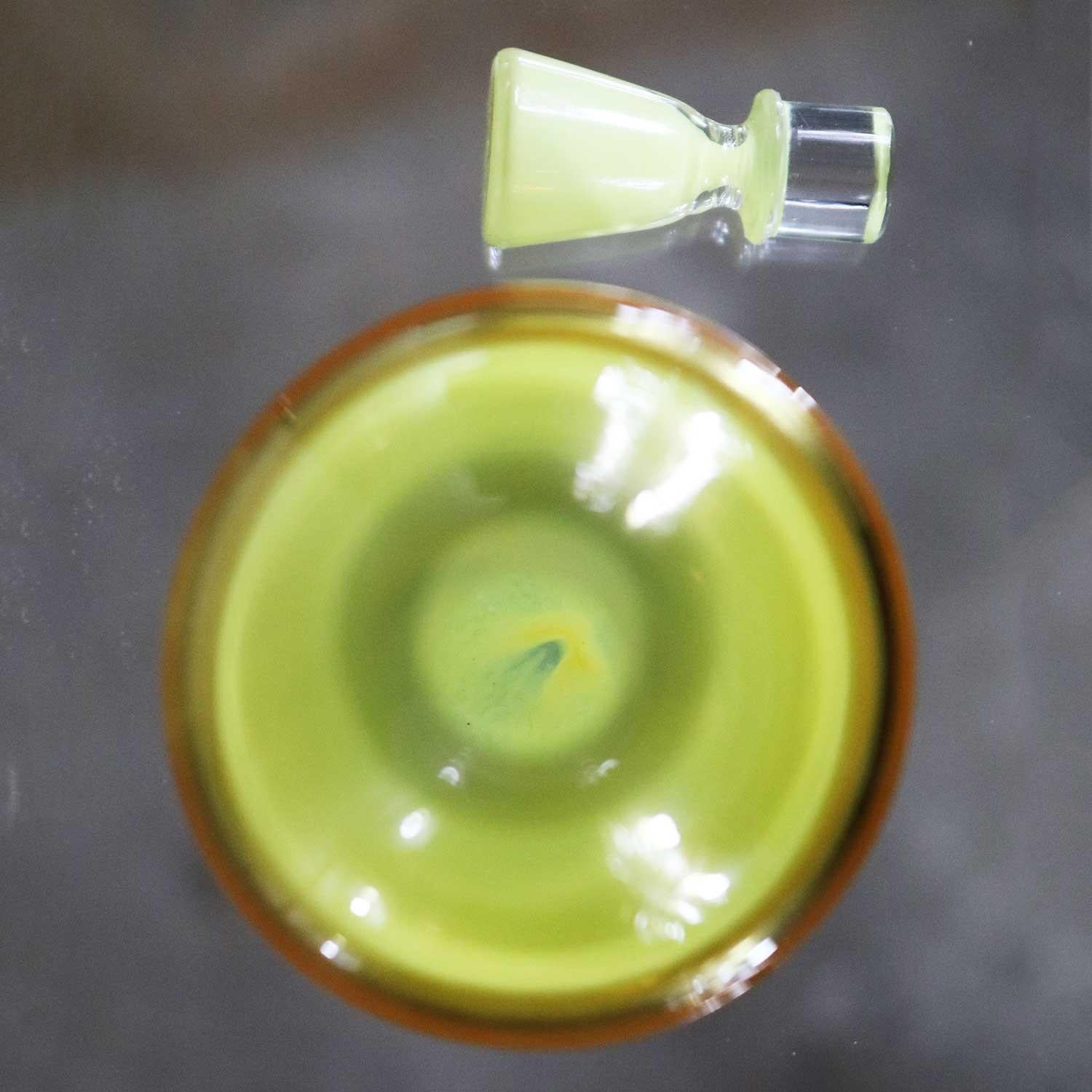 Murano Opaque Yellow & Clear Amber Incalmo Bottle Attributed to Geo Ponti Venini 13