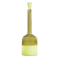 Murano Opaque Yellow & Clear Amber Incalmo Bottle Attributed to Geo Ponti Venini