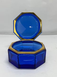 Murano or French Cobalt-Blue Octagonal Glass Casket, ca. 1960–1980