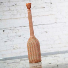 Murano Orange and Green Fasce Ritorte Bottle Attributed to Gio Ponti for Venini