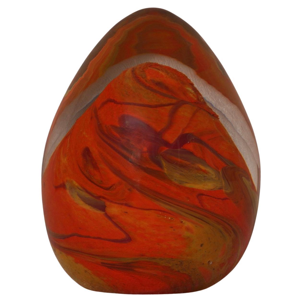 Œuf en verre d'art orange de Murano, 1980
