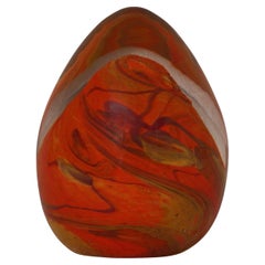 Murano Orange Art Glass Egg, 1980