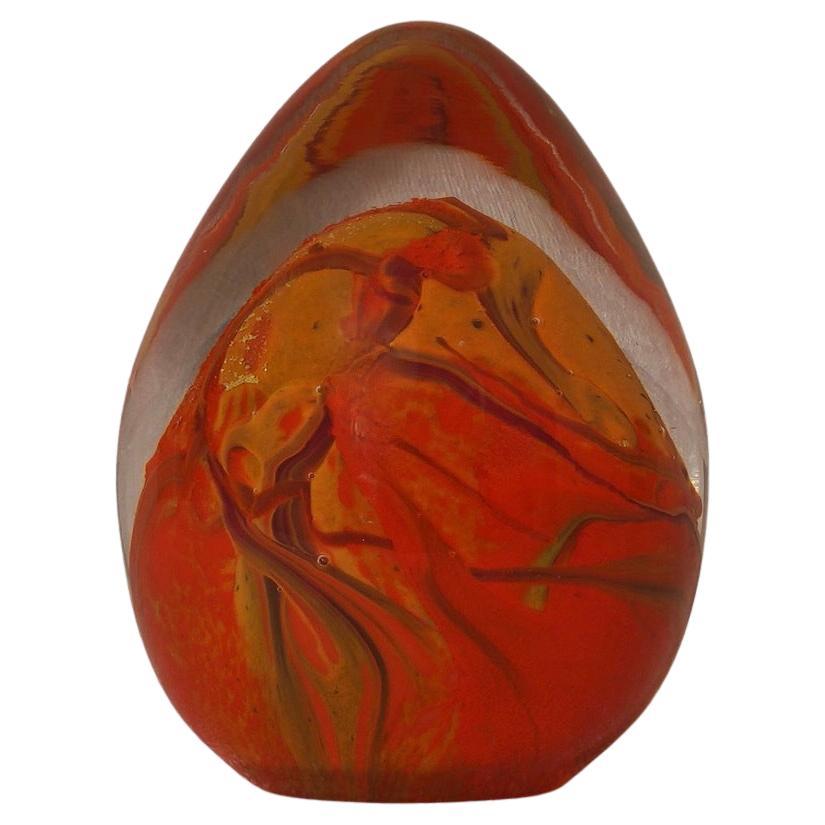 Œuf en verre d'art orange de Murano, 1980
