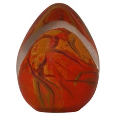 Murano Orange Art Glass Egg, 1980
