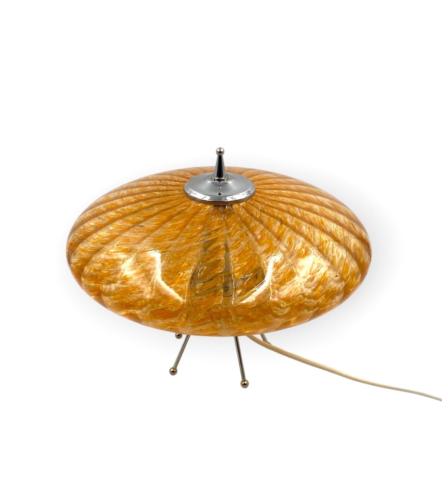 Murano orange glass flying saucer Ufo table lamp, Murano Italy 1970s For Sale 5