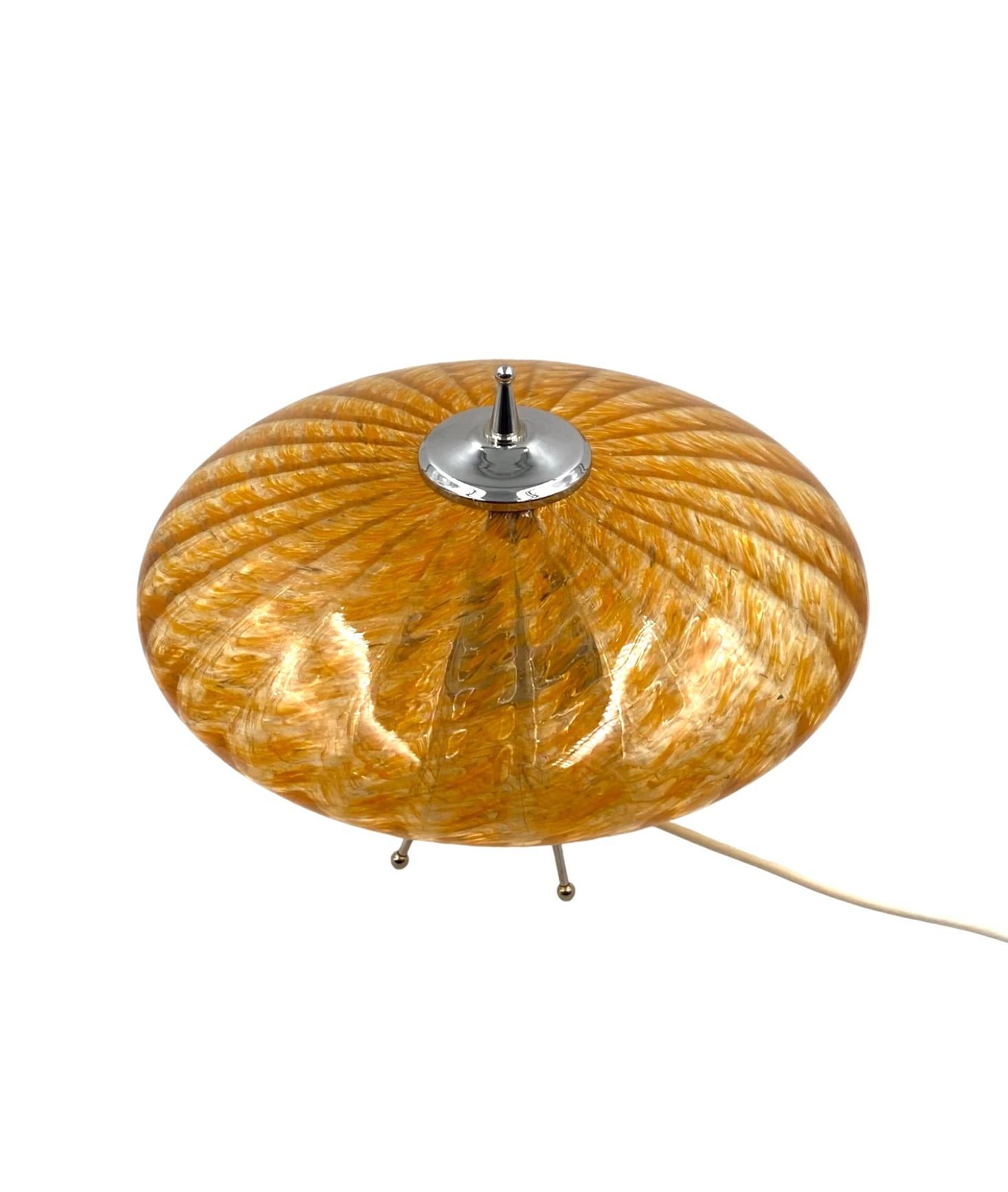Murano orange glass flying saucer Ufo table lamp, Murano Italy 1970s For Sale 6