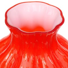 Murano Orange Gold Flecks Controlled Bubbles Italian Art Glass Flower Vase