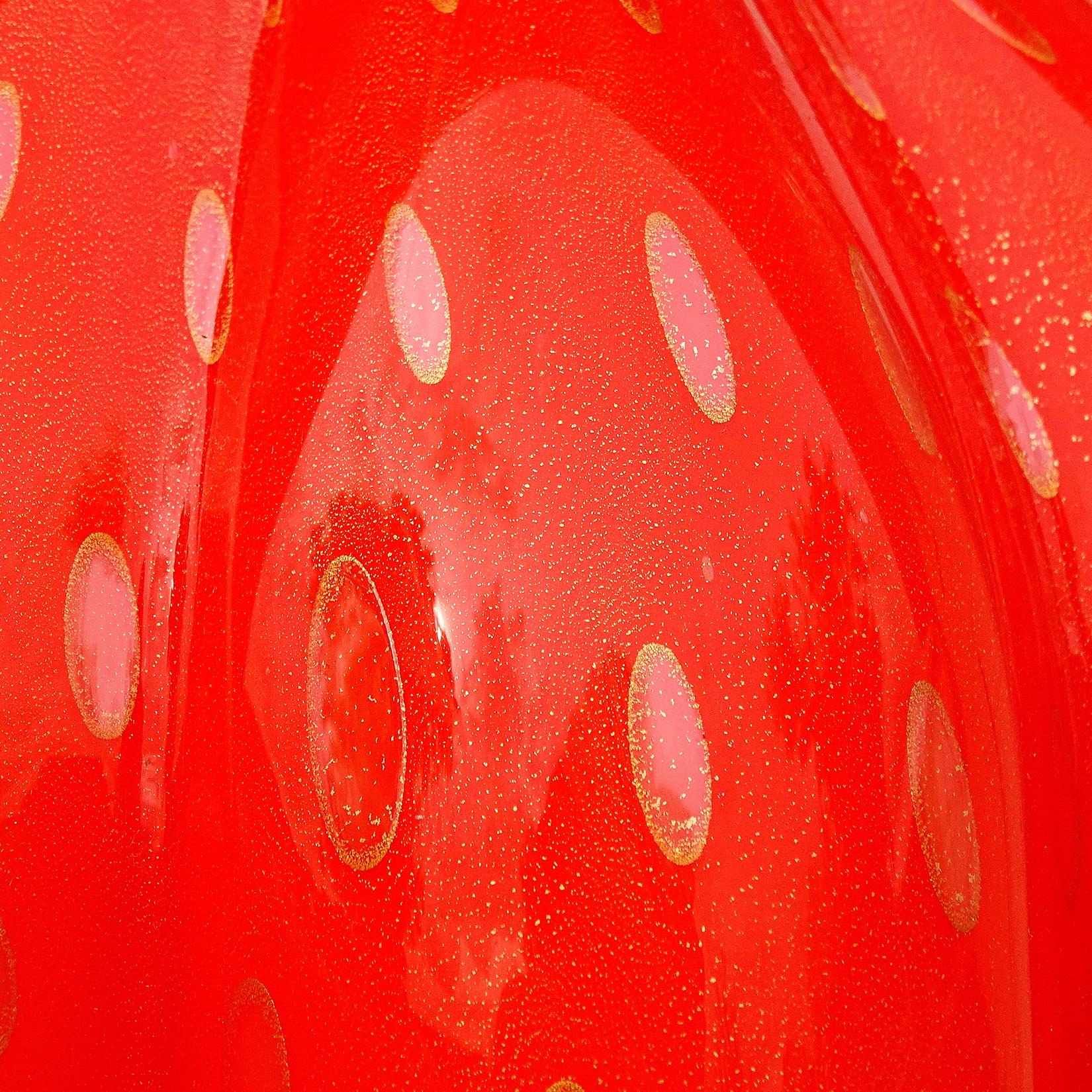Florero de cristal artístico italiano Murano Naranja Motas de Oro Burbujas Controladas en Bueno estado para la venta en Kissimmee, FL