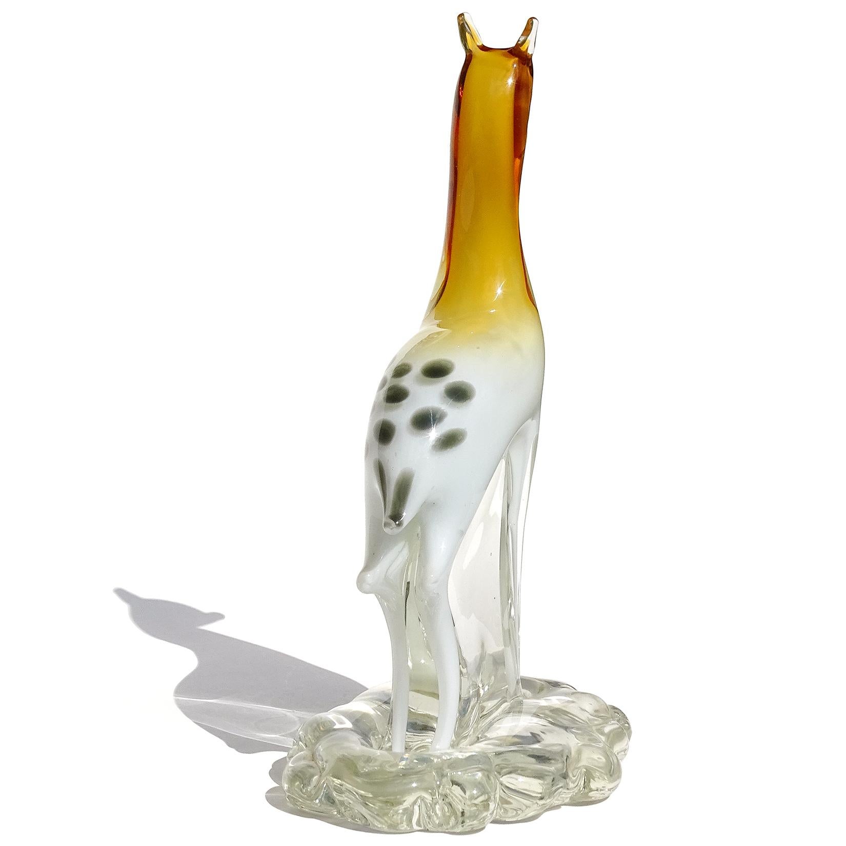 Mid-Century Modern Murano Orange White Bambi Deer Fawn Vintage Italian Art Glass Animal Sculpture