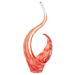 Murano Orange Wei Geflecktes Kunstglas Freie Form Schale