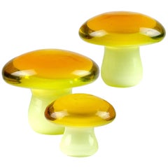 Murano Orange Gelb Italienisch Kunst Glas Pilz Fliegenpilz Briefbeschwerer Skulpturen