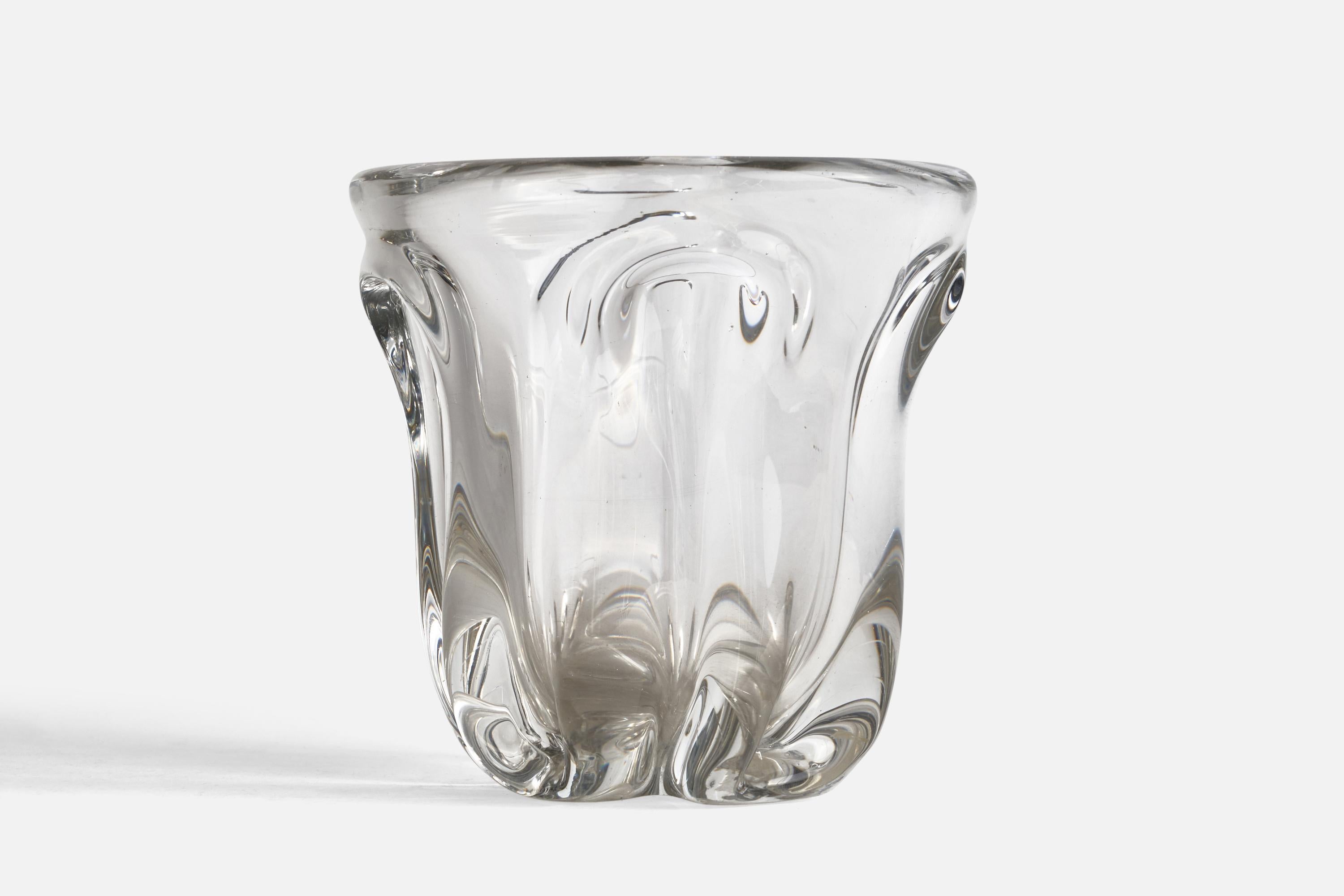 Italian Murano, Organic Vase, Blown Glass, Italy, 1940s. For Sale