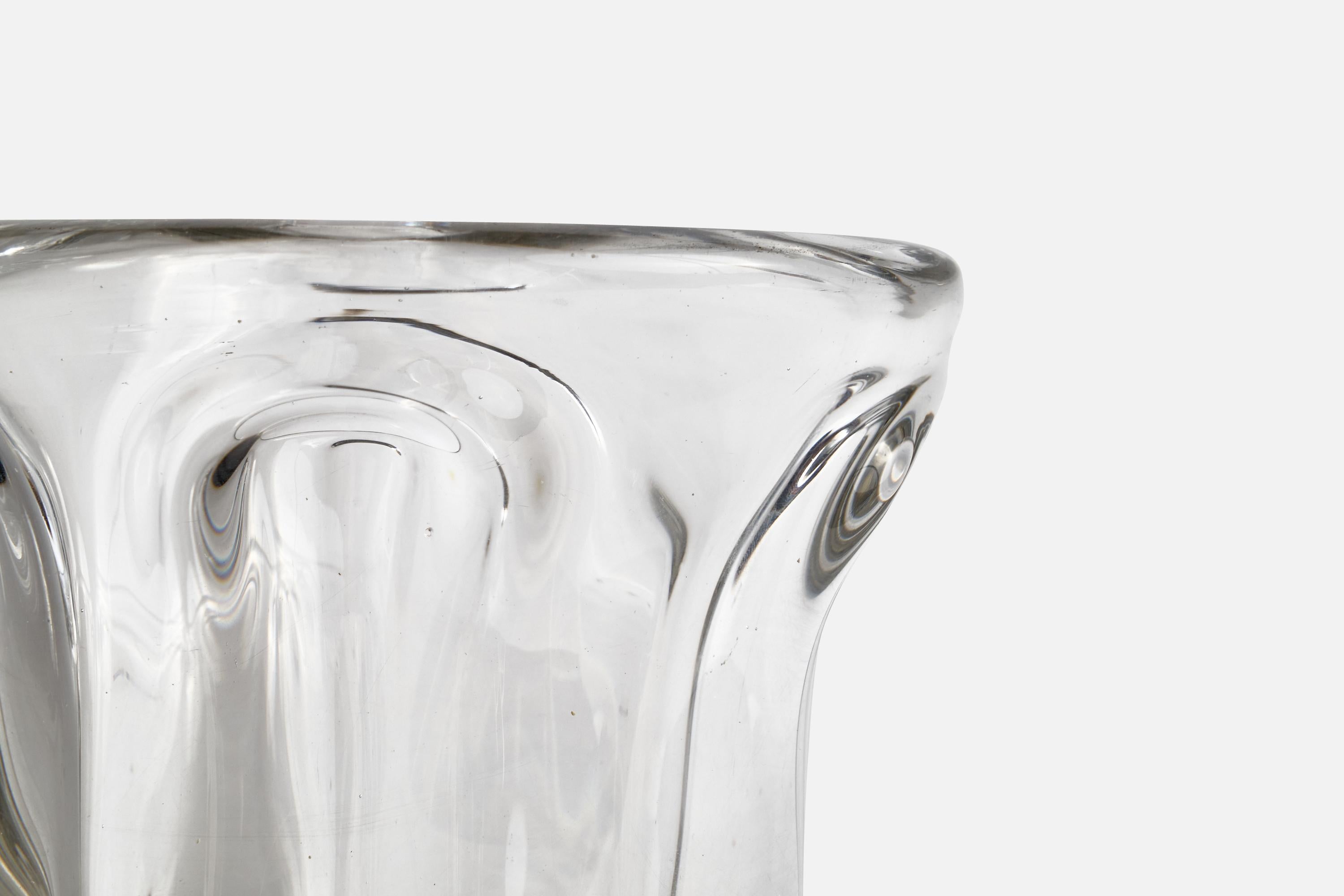 Mid-20th Century Murano, Organic Vase, Blown Glass, Italy, 1940s.