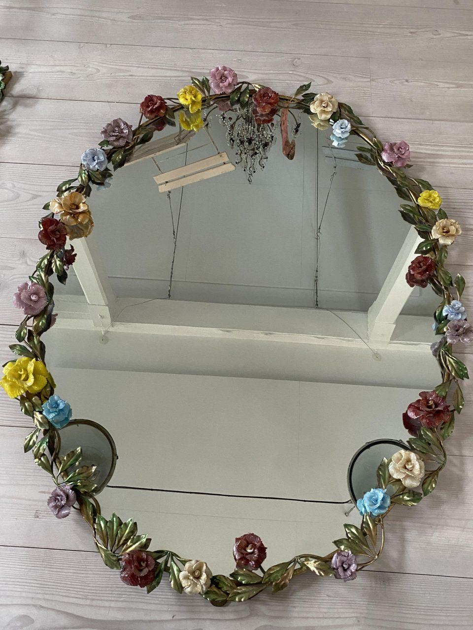 Murano Oval Floral Framed Mirror - 1970s 8