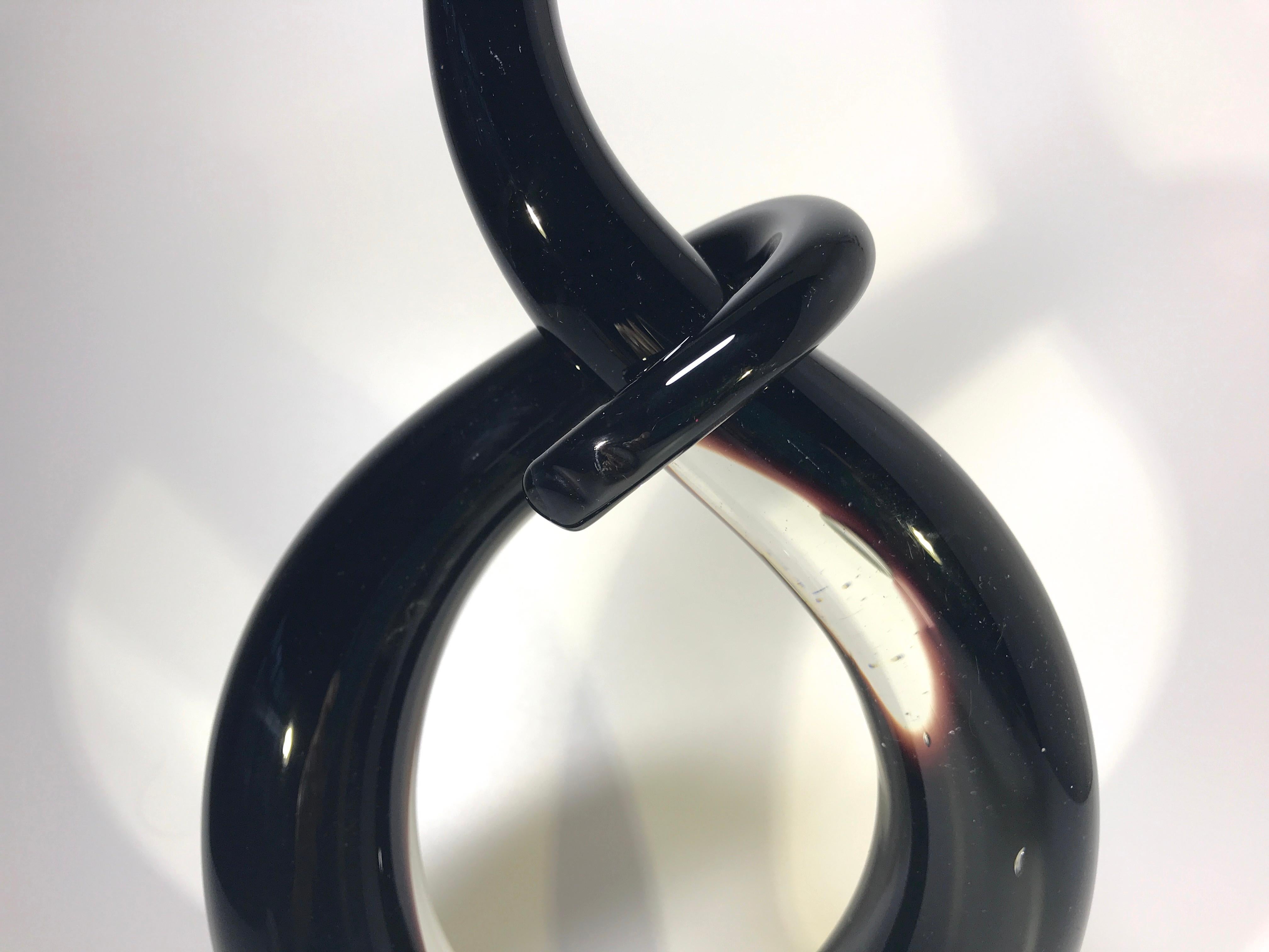 Murano Oxblood Black, Abstract Entwined Italian Glass Sculpture Midcentury 1960s 1