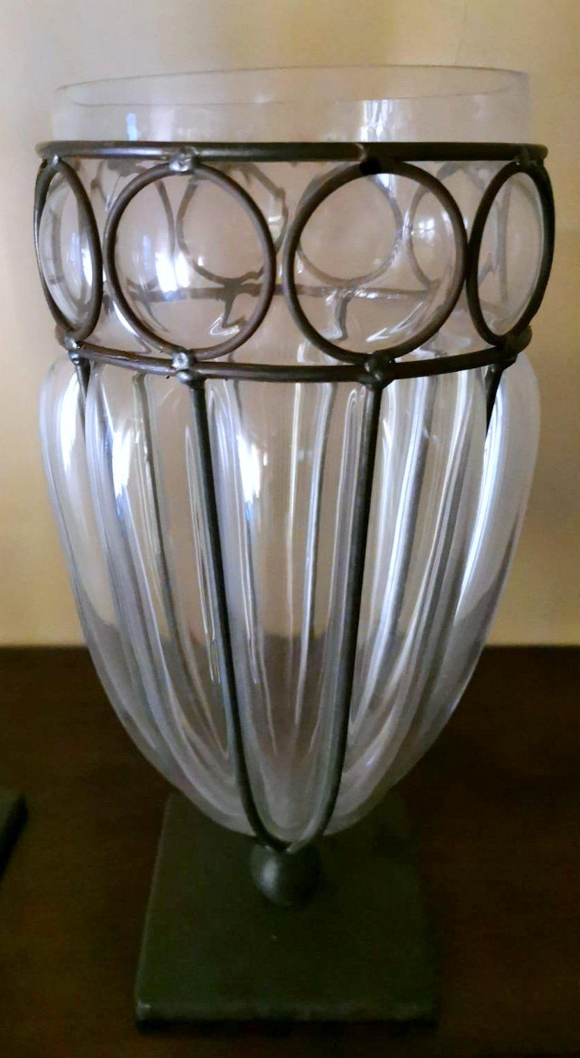 caged blown glass vase