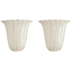 Murano Pair of Fluted Sconces