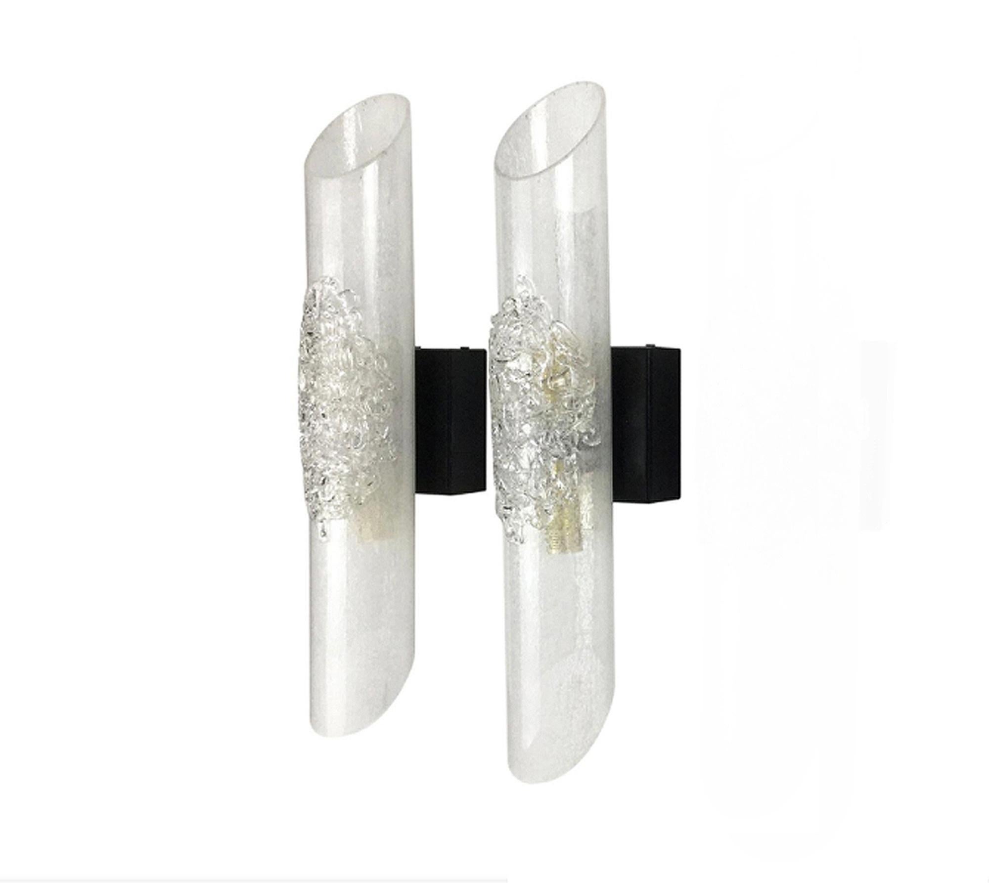 Stunning large frosted blown glass wall lights, Sconces by 