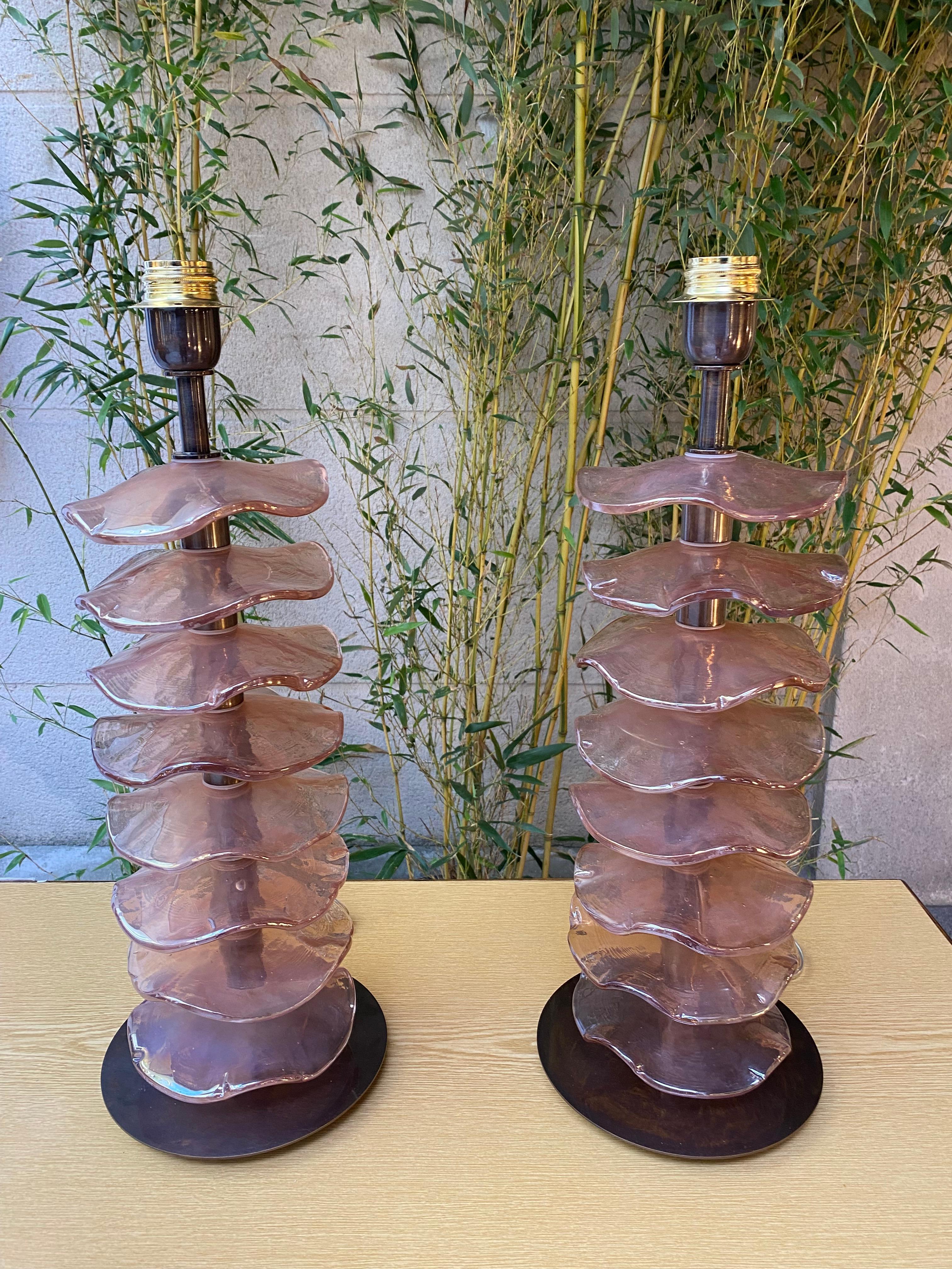 Murano Glass Murano - Pair of lamps  For Sale