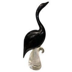 Murano Pair of Large Stylized Swans Mid-20th Century Modern