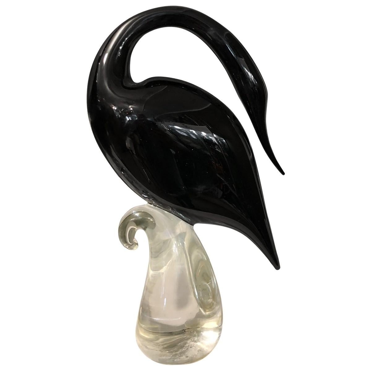 French Murano Pair of Large Stylized Swans Mid-20th Century Modern