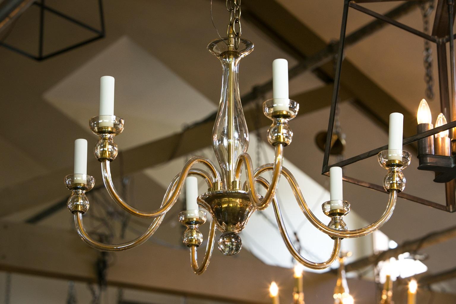 Fait main Lustre en verre de Murano de couleur ambre pâle