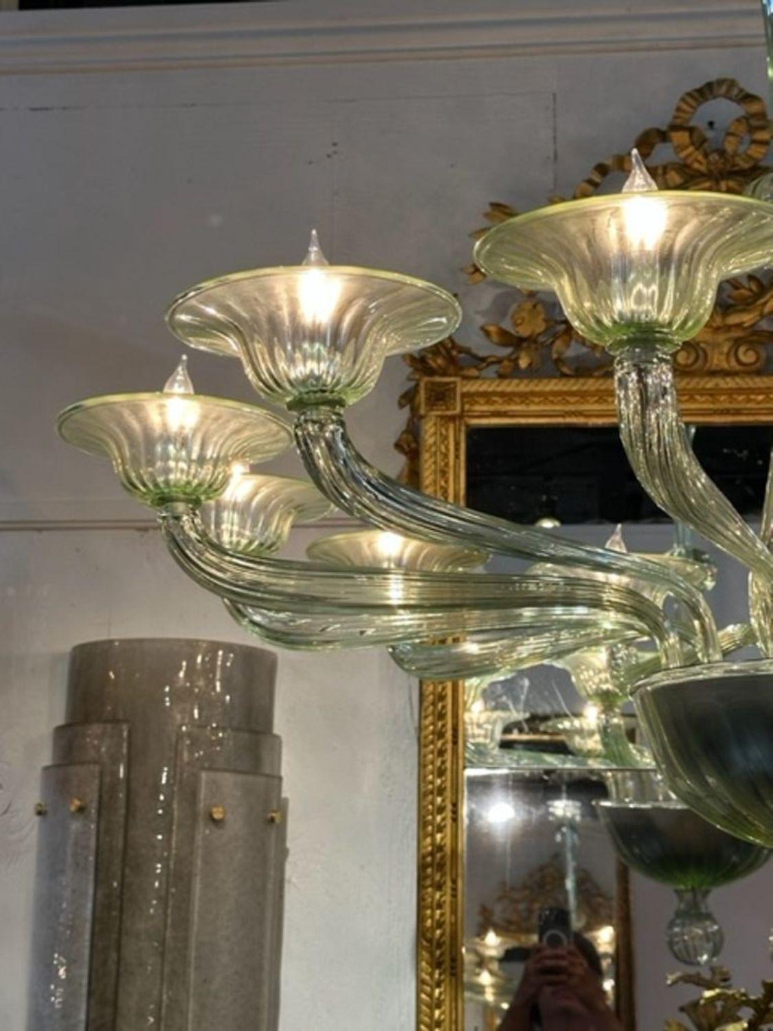 Contemporary Murano Pale Green 12-arm Chandelier