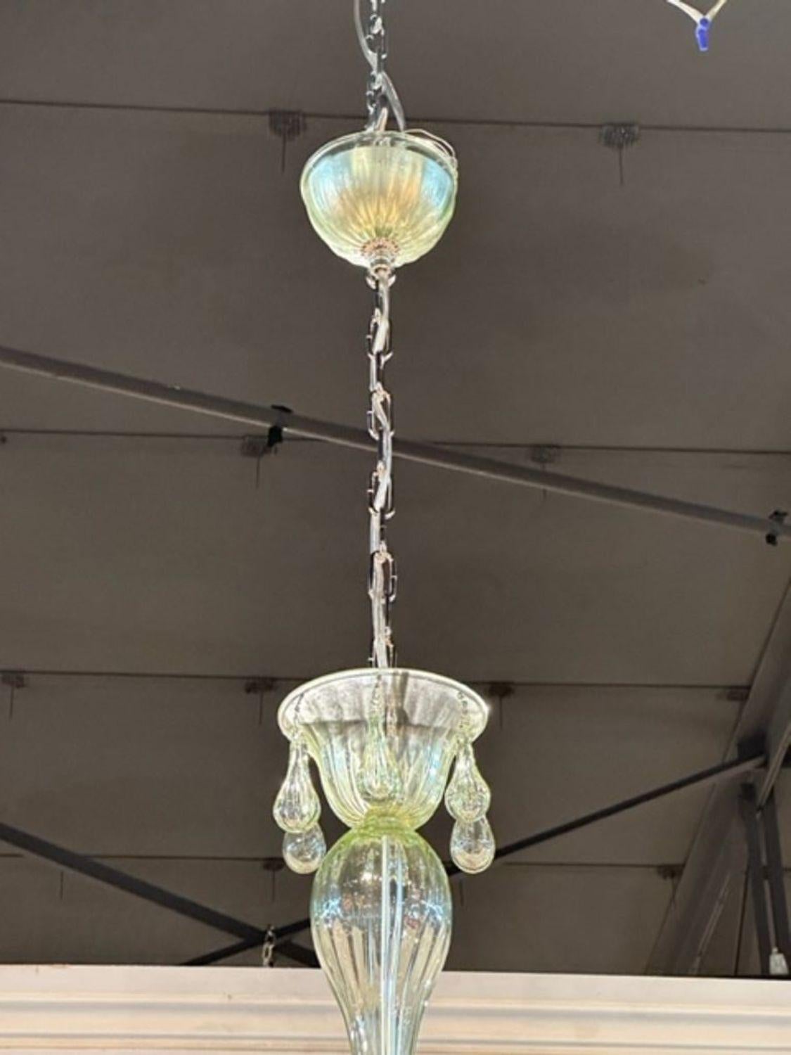 Murano Pale Green 12-arm Chandelier For Sale 1