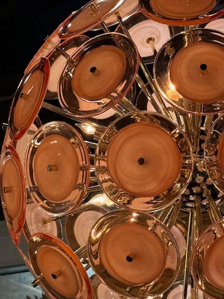 XXIe siècle et contemporain Lustre Spoutnik de Murano à disques orange pâle en vente