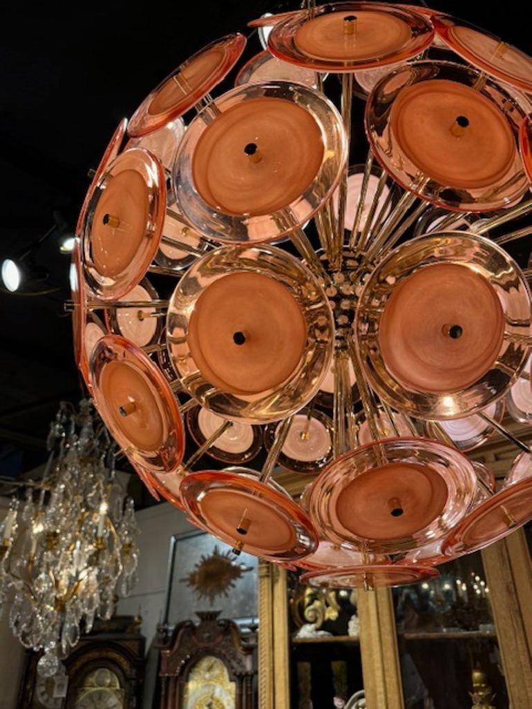 Lustre Spoutnik de Murano à disques orange pâle en vente 1