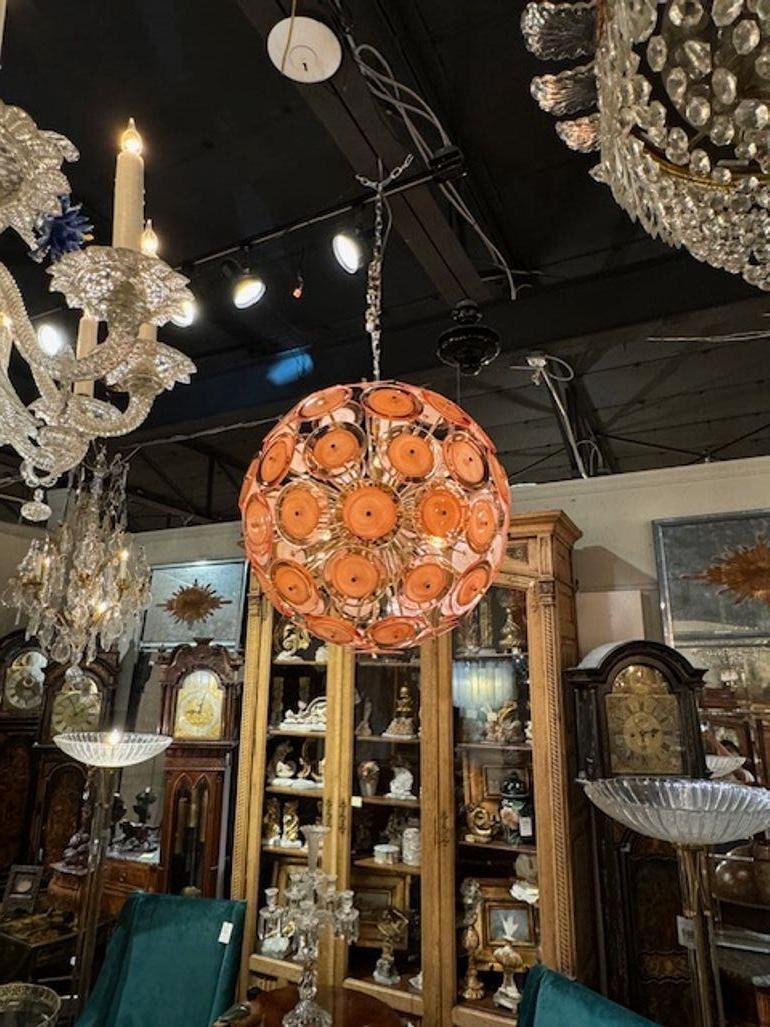 Lustre Spoutnik de Murano à disques orange pâle en vente 2