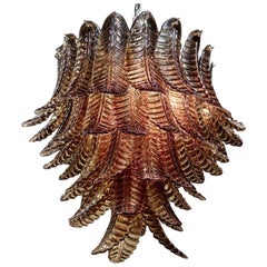 Murano Palm Leaf Chandelier in Tobacco Brown