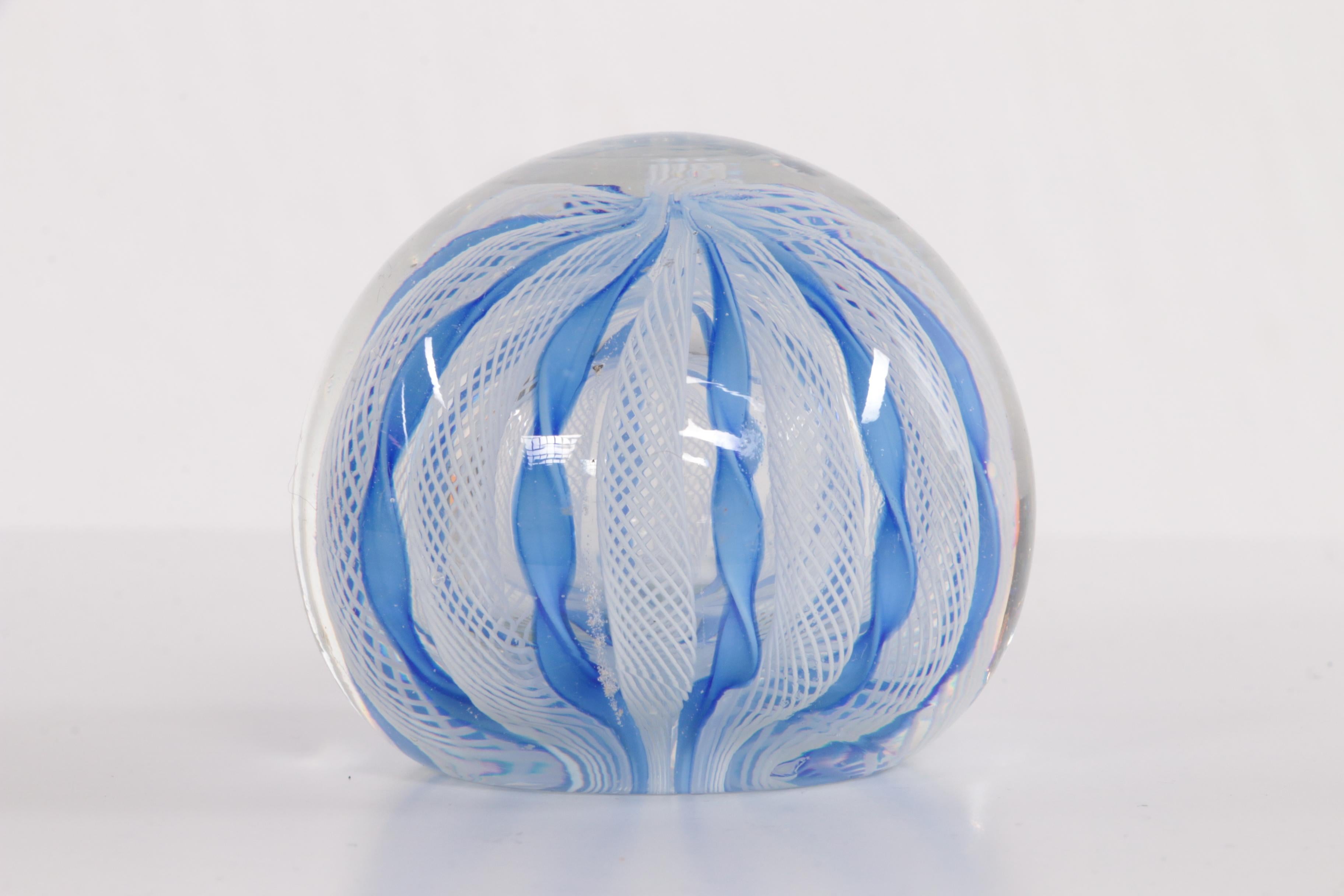 Murano Paperweight with Blue and White Spirals, 1960 3